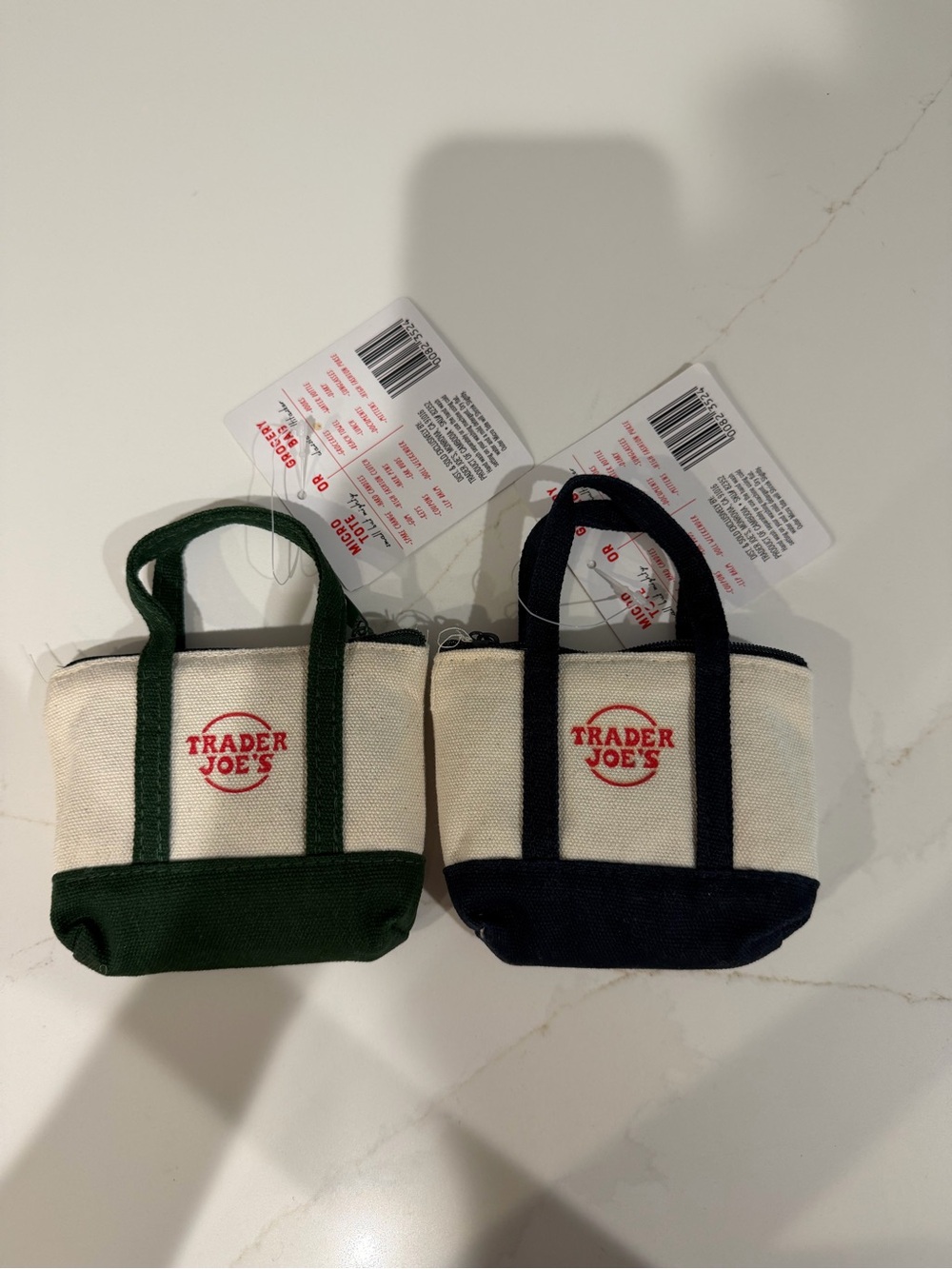 NWT Trader Joe's Micro Tote and Grocery bag. Navy and green